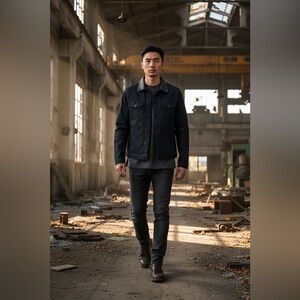 Burberry Brit Mens Skipper Trim Fit Denim Fit
Jacket With Leather Size M EUC